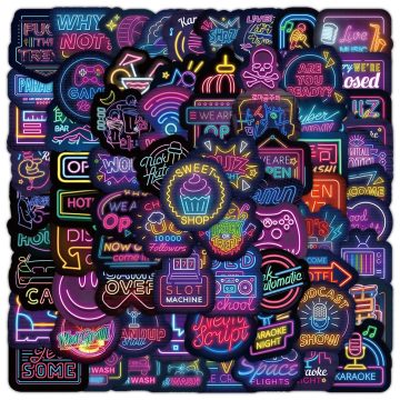 Neon Light Cartoon Graffiti Stickers - Diary & Luggage Decoration