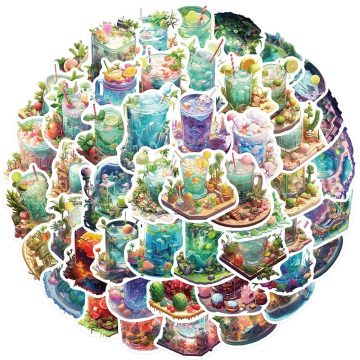 Cute Drink World Stickers - Cartoon Art Decals for DIY Fridge Laptop Stationery