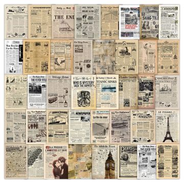 Vintage Magazine Poster Stickers - Newspaper Aesthetic Decals for Notebook & Guitar