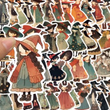 Gothic Witch Anime Stickers for Scrapbooking