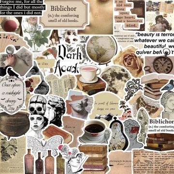 Vintage Dark Collage Stickers - Aesthetic Stationery Decals