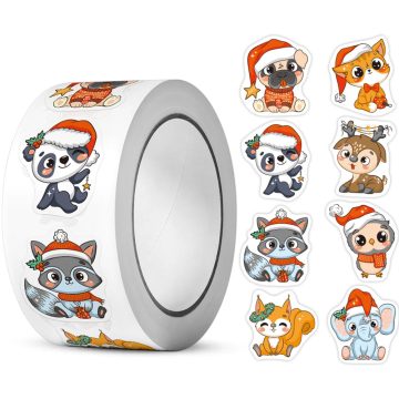 Christmas Animal Stickers DIY Holiday Party Labels for Gift Wrapping and Stationery
