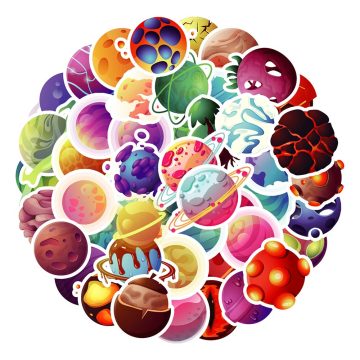 Kawaii Planet Graffiti Stickers - Outer Space Decals for Fridge, Car, Helmet