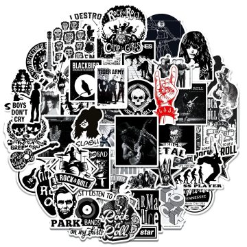 Rock Roll Music Band Stickers - Decals for Helmet Guitar Skateboard