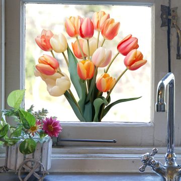 Tulip Window Wall Decals Colorful Floral Glass Stickers for Home Decor