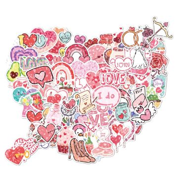 Valentine's Day Romantic Cartoon Stickers - Holographic Laser for DIY Notebook Phone