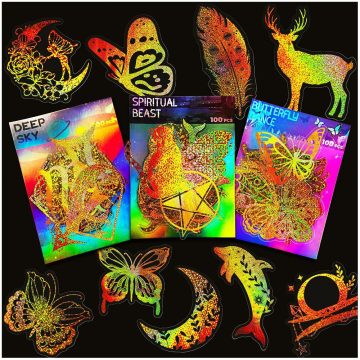 Holographic Cartoon Animal Stickers Vinyl Decals for Laptop, Phone, Wall Decor