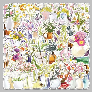 Cute Cartoon Vase Stickers for Helmet, Desktop, Wall Decoration