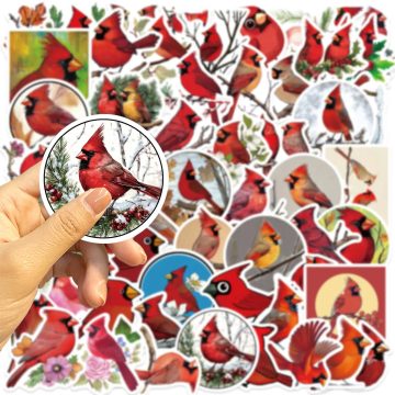 Red Bird Cartoon Stickers - Funny Animal Graffiti Decals for Bike Guitar