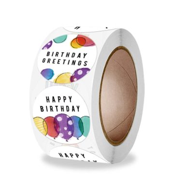 Cute Happy Birthday Sticker Gift Decoration Sealing Balloon Cake Packaging Scrapbook Label