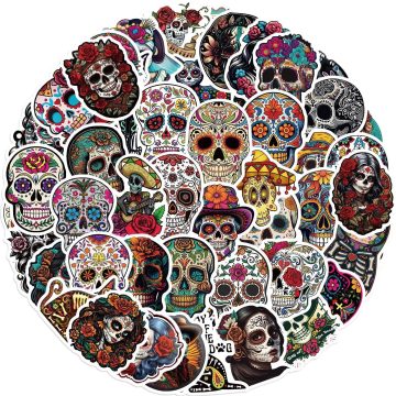 Day of the Dead Horror Skull Stickers for Travel Laptop