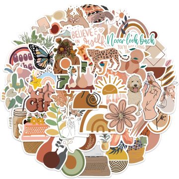 Vintage Boho Art Stickers - Retro Bohemian Decals for Scrapbooking