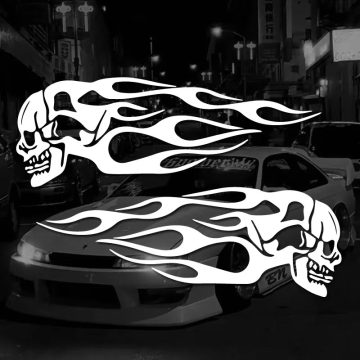 Skull Flames Car Vinyl Decals for Auto Styling and Decoration