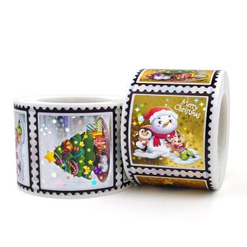 Holographic Merry Christmas Stickers DIY Gift Packaging Labels