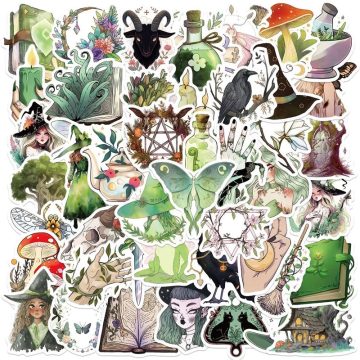 Kawaii Forest Witch PVC Stickers - Aesthetic Korean Stationery for Kids