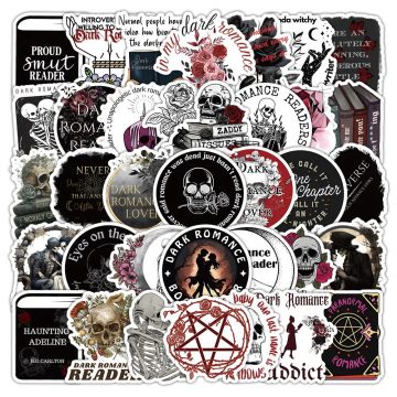 Dark Romance Skull Stickers - Gothic Reader Decals for Motorcycle Snowboard