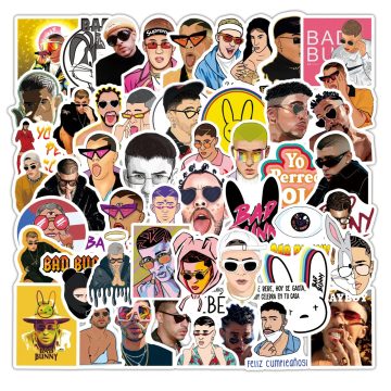 Bad Bunny Pop Singer Sticker - PVC Waterproof Cool Decals for Trolley
