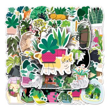 Cat Flower Cartoon Waterproof Vinyl Stickers for Skateboard Snowboard