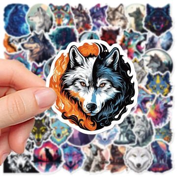 Wolf Totem Cartoon Animals Stickers - Aesthetic Decals for Water Bottle Bicycle