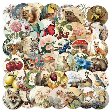 Cute Forest Plants Animals Label Stickers for Water Bottle Notebook