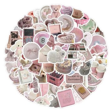 Cute Pink Girls Cartoon Stickers - Aesthetic Decals for Fridge, Laptop, Scrapbook, Phone, Diary