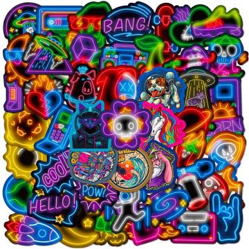 Cute Neon Dog PVC Sticker Pack - Aesthetic DIY Korean Stationery Scrapbooking Decoration