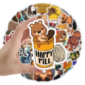 Cute Eurasian Beaver Cartoon Animal Stickers Decals for Kids DIY Skateboard Car Laptop Luggage