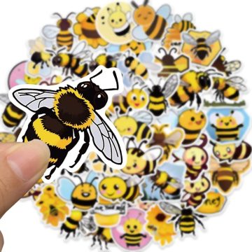 Bee and Honey Cartoon Stickers for Laptop, Guitar, Luggage, Fridge
