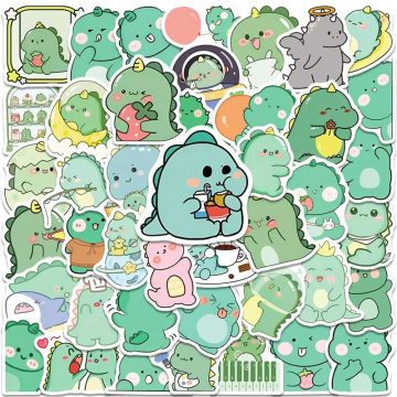 Kawaii Green Dinosaur PVC Stickers - Aesthetic Korean Stationery