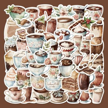 Cartoon Tea Coffee Stickers for Helmet Wall DIY Decor
