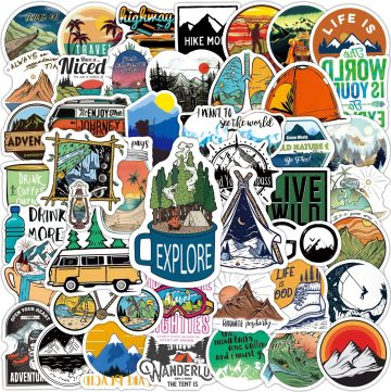 Forest Camping Hiking Outdoor Travel Scenery Decal Stickers