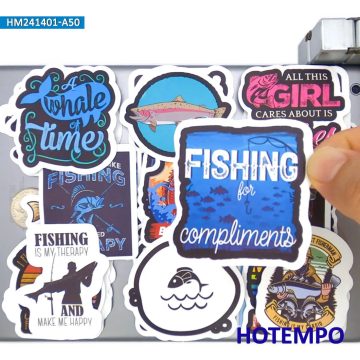 Go Fishing Slogan Stickers for Scrapbooks and Vehicles