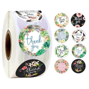 Flower Thank You Business Sticker Roll Wedding Gift Card Box Sealing