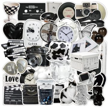 Black White Minimalist Stickers - Aesthetic Graffiti for Laptop Phone Wall