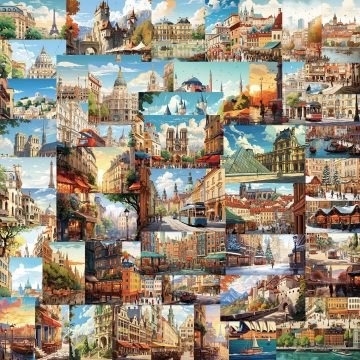 European Architecture Landmark Stickers for Scrapbook Luggage Car
