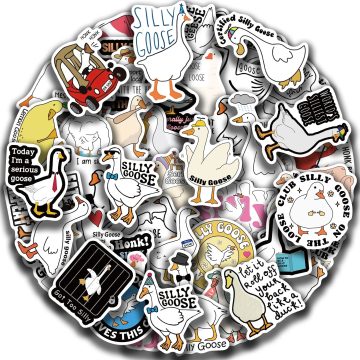 Cartoon Cute Silly Goose Sticker Decals for Phone, Laptop, Luggage, Skateboard, Guitar, DIY Graffiti