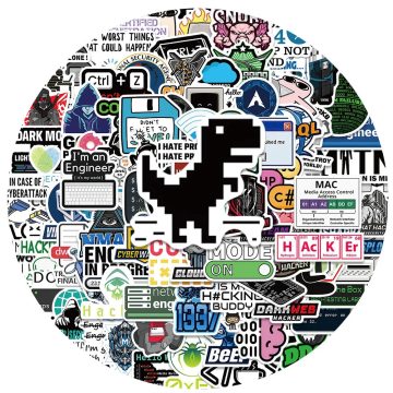 Hacker Programming Funny Cartoon IT Stickers For Luggage Laptop Phone