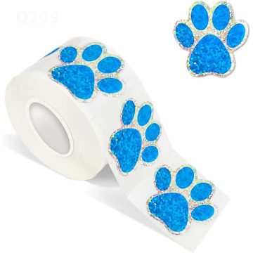 Blue Paw Print Reward Stickers - Dog Cat Bear Labels Teacher Classroom Stationery
