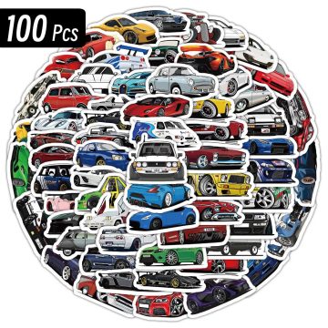 Racing Car Graffiti Stickers - Retrofit Waterproof Decals for Bike