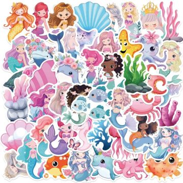 Cute Mermaid PVC Sticker Pack - Aesthetic Korean Stationery Childrens Scrapbooking Decoration