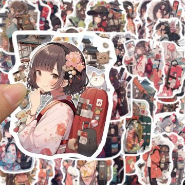 Japanese Sakura Kimono Girl Stickers for Bike Diary