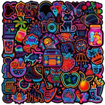 Neon Fresh PVC Stickers - Aesthetic DIY Scrapbooking Korean Stationery for Kids