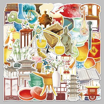 Ancient Aesthetic Stickers Graffiti Style Decorative Decals for Helmet and Wall
