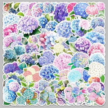Cartoon Hydrangea Graffiti Stickers for Helmet, Wall, DIY Decor