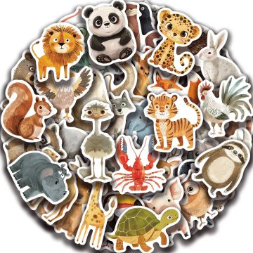 Cute Childrens Book Painting Stickers, Vinyl Waterproof for Kids Toy Animals, Decals for Laptop, Water Bottle, Phone