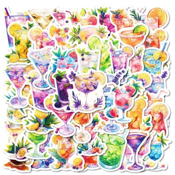 Cartoon Cocktail Stickers for Helmet, Wall, DIY Decoration