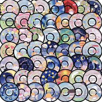Disc CD Graffiti Stickers - Cartoon DIY Decals for Skateboard Fridge Notebook