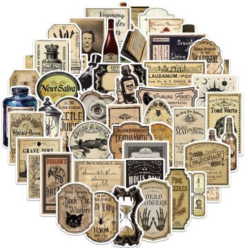 Poison Label Gothic Stickers - Vintage Pharmacist Decals