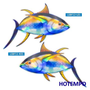 Laser Sea Fish Yellowfin Tuna Motorcycle Car Stickers for Fisherman Boats Laptop Outdoor Waterproof
