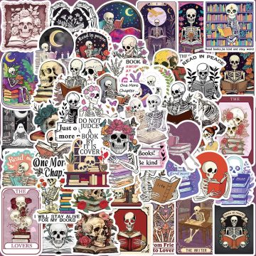 Funny Skull Bookish Stickers for Scrapbooking Decor